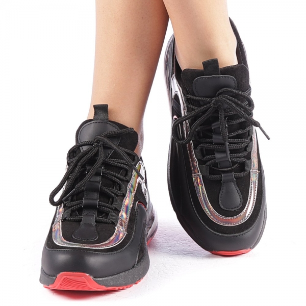 Γυναικεία αθλητικά παπούτσια Nikol μαύρα, 5 - Kalapod.gr